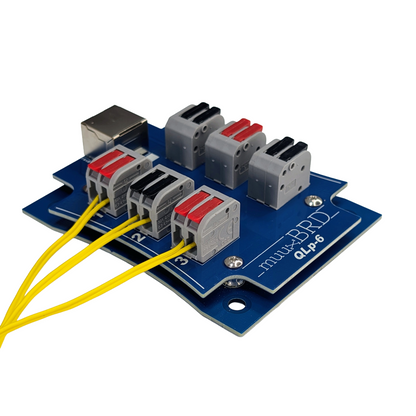 Side view of a QuickLeverPRO-6 slat with several traditional ematches connected.  Don’t use speaker terminals anymore, use QuickLeverPRO!