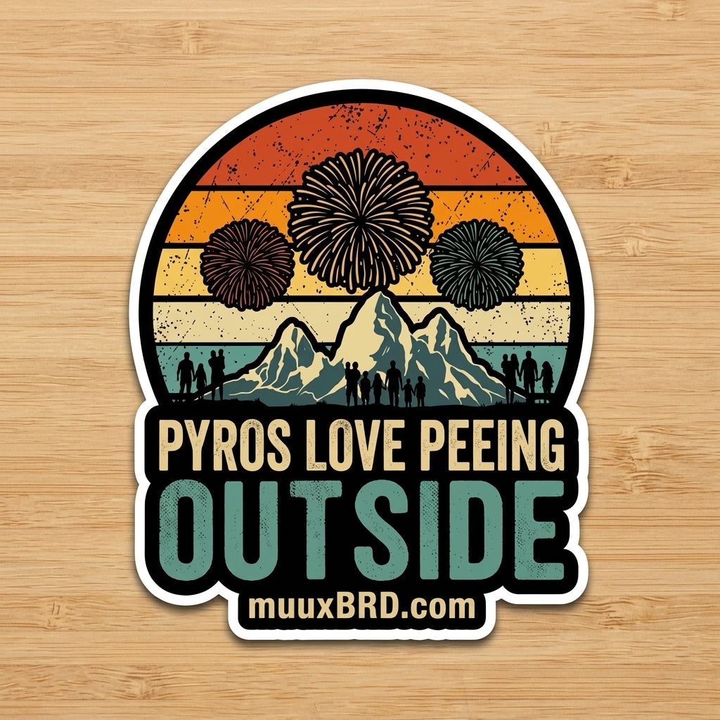 Pyros Love Peeing Outside Sticker