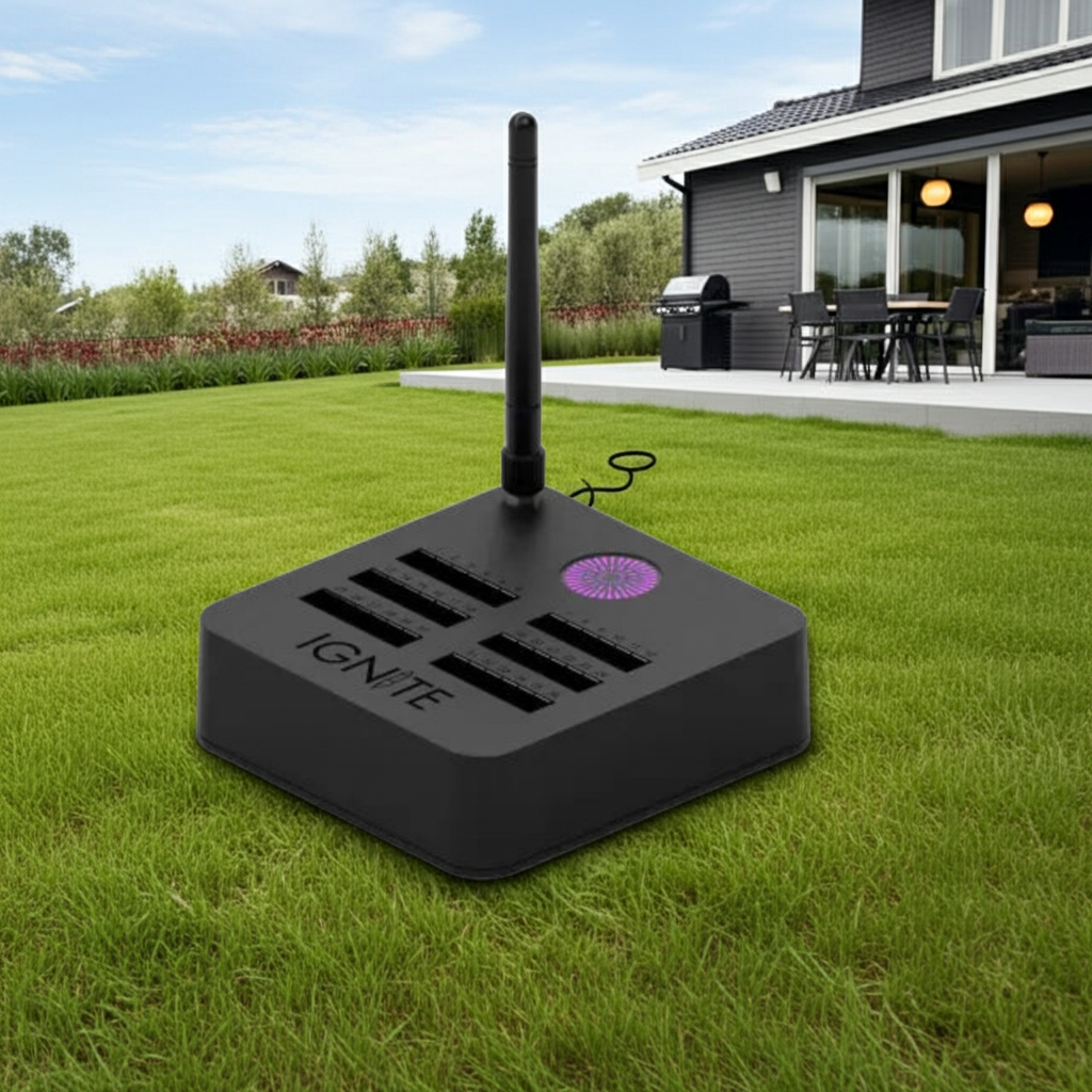IGNITE i36 module sitting in the grass behind a home during the 4th of July holiday