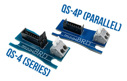 Side by side comparison of the series QS-4 and the parallel QS-4P breakout boards